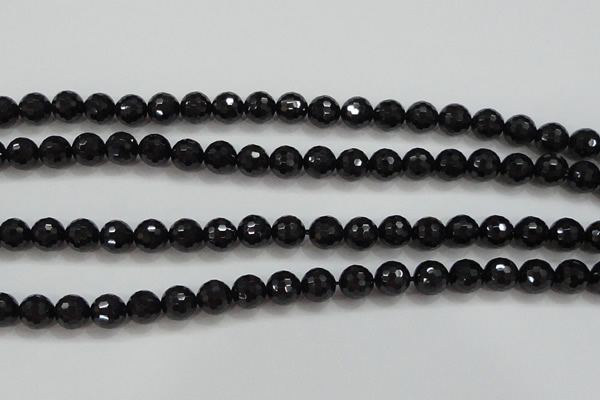 CBS557 15.5 inches 8mm faceted round AA grade black spinel beads