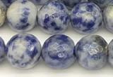 CBS612 15 inches 8mm faceted round blue spot stone beads