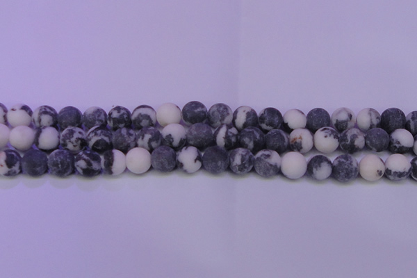 CBW150 15.5 inches 4mm round matte black & white jasper beads