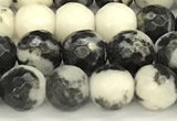 CBW180 15 inches 6mm faceted round black & white jasper beads