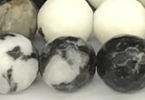 CBW183 15 inches 12mm faceted round black & white jasper beads