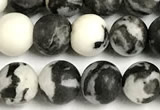 CBW191 15 inches 6mm round matte black & white jasper beads