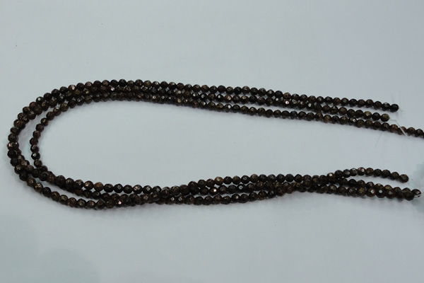 CBZ102 15.5 inches 4mm faceted round bronzite gemstone beads