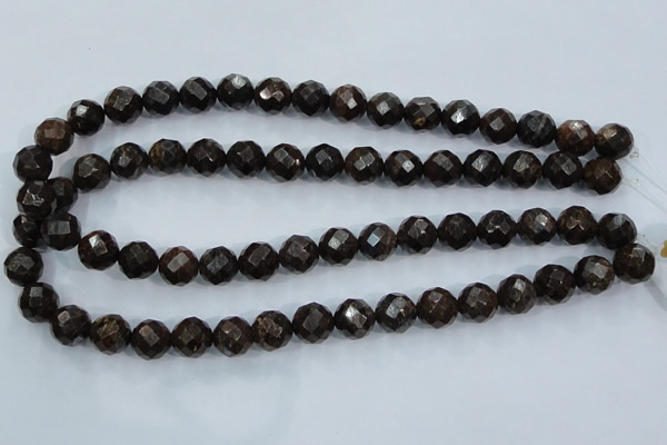 CBZ107 15.5 inches 14mm faceted round bronzite gemstone beads