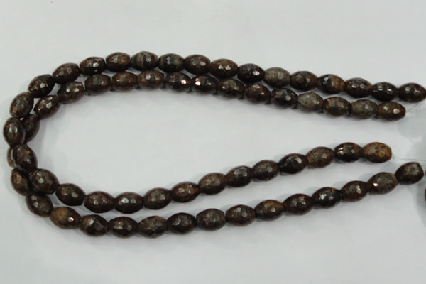 CBZ108 15.5 inches 10*13mm faceted rice bronzite gemstone beads