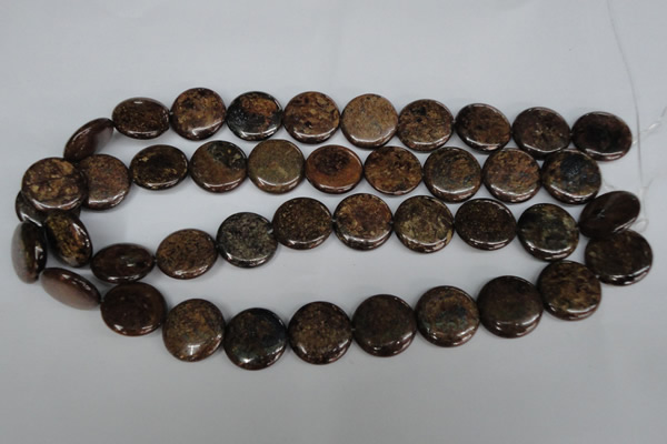 CBZ213 15.5 inches 20mm flat round bronzite gemstone beads