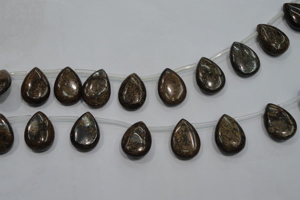 CBZ502 Top-drilled 13*18mm flat teardrop bronzite gemstone beads