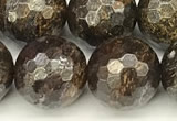 CBZ633 15 inches 12mm faceted round bronzite beads wholesale