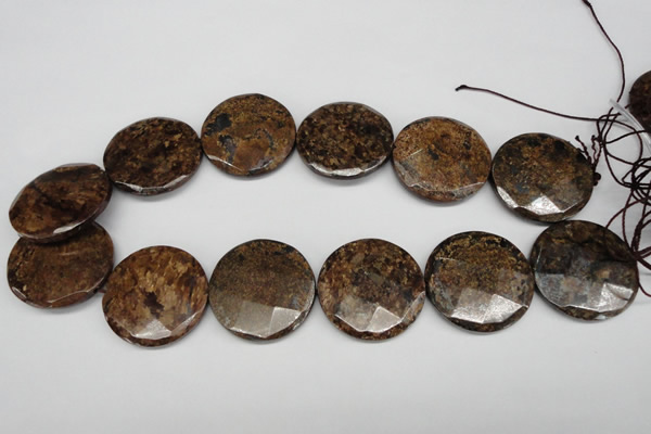 CBZ85 15.5 inches 32mm faceted coin bronzite gemstone beads