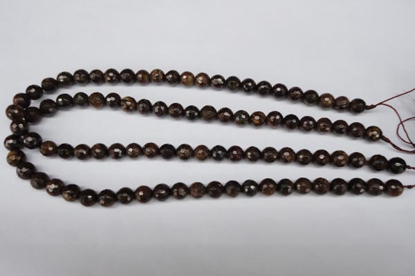 CBZ94 15.5 inches 8mm faceted round bronzite gemstone beads