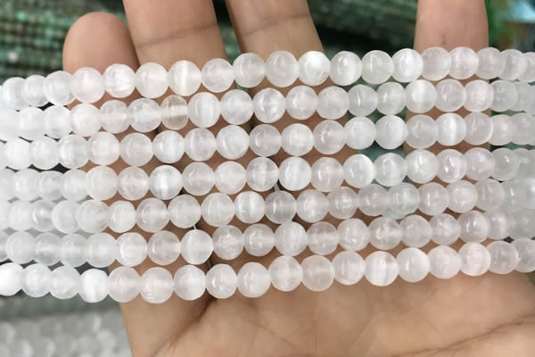 CCA361 15.5 inches 6mm round white calcite gemstone beads