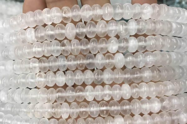 CCA367 15.5 inches 5*8mm rondelle white calcite gemstone beads