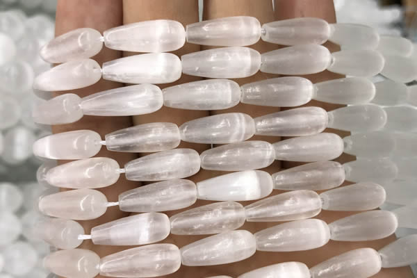 CCA374 15.5 inches 6*16mm teardrop white calcite gemstone beads