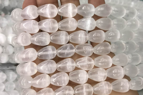 CCA376 15.5 inches 10*14mm teardrop white calcite gemstone beads