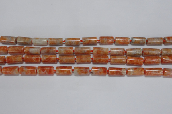 CCA465 15.5 inches 8*16mm tube orange calcite gemstone beads