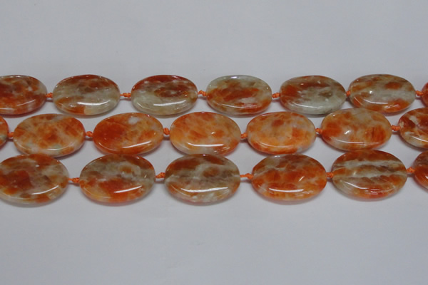 CCA486 15.5 inches 22*30mm oval orange calcite gemstone beads