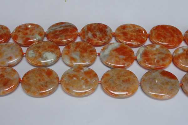 CCA488 15.5 inches 32*37mm oval orange calcite gemstone beads