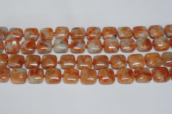 CCA492 15.5 inches 15mm square orange calcite gemstone beads