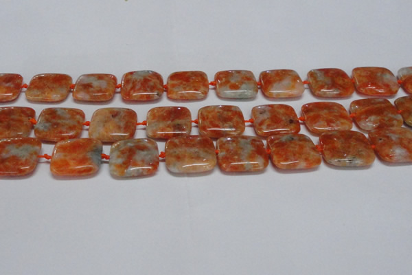 CCA493 15.5 inches 20mm square orange calcite gemstone beads