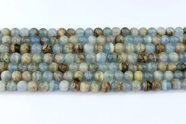 CCA545 15 inches 6.5mm - 7mm round blue calcite beads