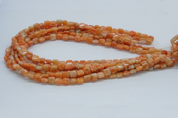 CCA56 15.5 inches 8*8mm square orange calcite gemstone beads