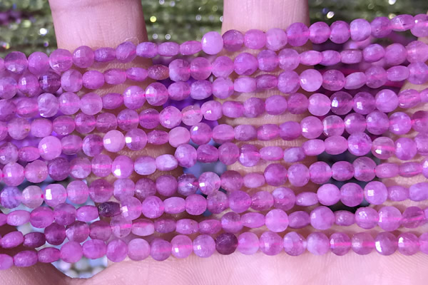 CCB1043 15 inches 4mm faceted coin tourmaline beads