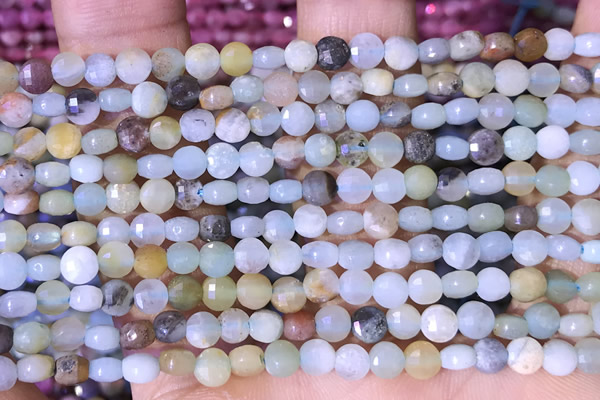 CCB1048 15 inches 4mm faceted coin amazonite beads