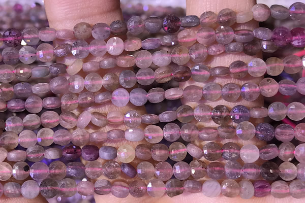 CCB1054 15 inches 4mm faceted coin ruby beads