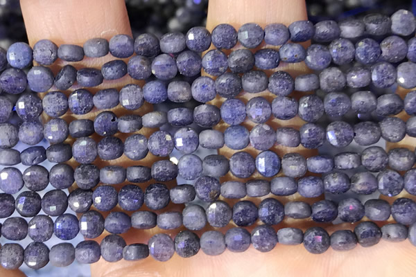 CCB1061 15 inches 4mm faceted coin sapphire beads