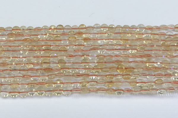 CCB1139 15 inches 4mm faceted coin citrine beads