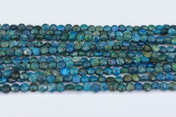 CCB1154 15 inches 4mm faceted coin turquoise beads