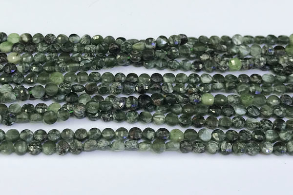 CCB1170 15 inches 4mm faceted coin seraphinite beads
