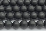 CCB1185 15 inches 4mm round matte shungite gemstone beads