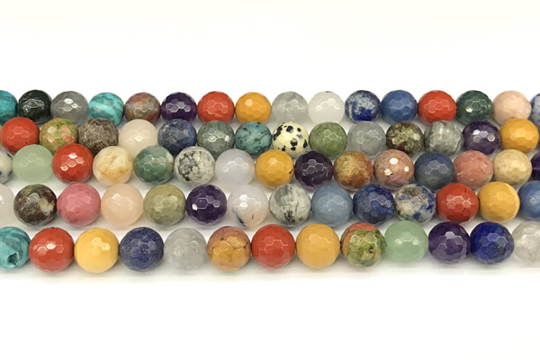 CCB1231 15 inches 8mm faceted round mixed gemstone beads