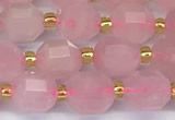 CCB1243 15 inches 7*8mm faceted rose quartz beads