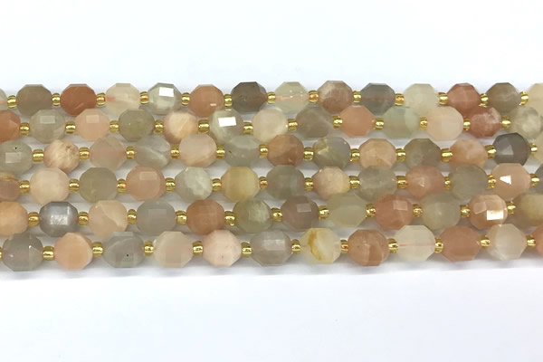 CCB1245 15 inches 7*8mm faceted moonstone gemstone beads