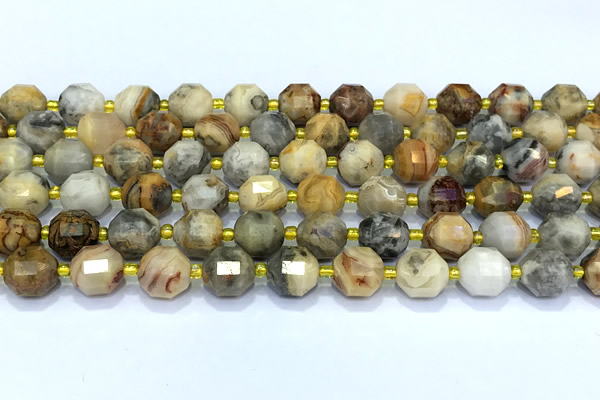 CCB1288 15 inches 9mm - 10mm faceted crazy lace agate beads