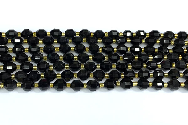 CCB1293 15 inches 7mm - 8mm faceted black tourmaline beads