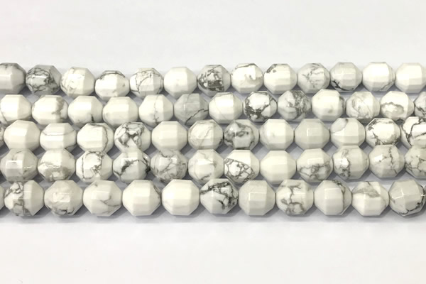 CCB1316 15 inches 9mm - 10mm faceted white howlite turquoise beads