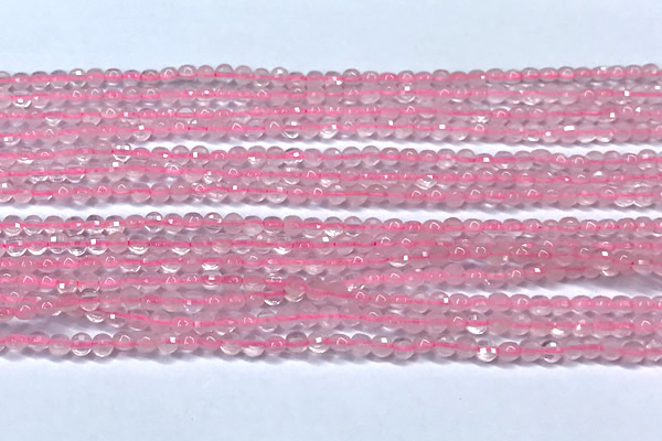 CCB1353 15 inches 2.5mm faceted coin rose quartz beads