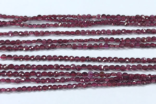 CCB1355 15 inches 2.5mm faceted coin red garnet beads