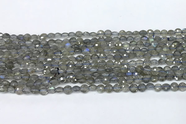 CCB1374 15 inches 4mm faceted coin labradorite beads