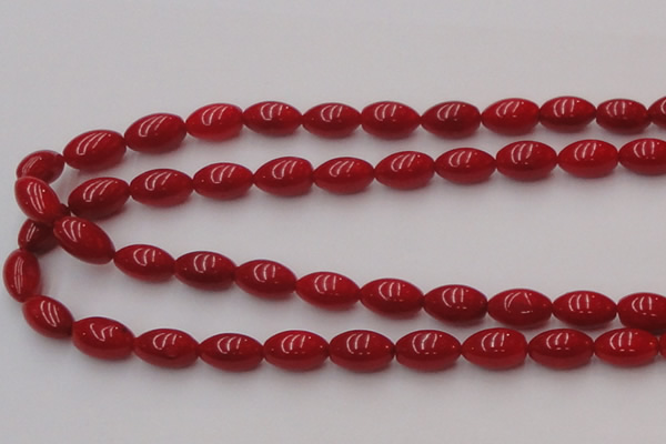 CCB138 15.5 inches 7*11mm rice red coral beads strand wholesale