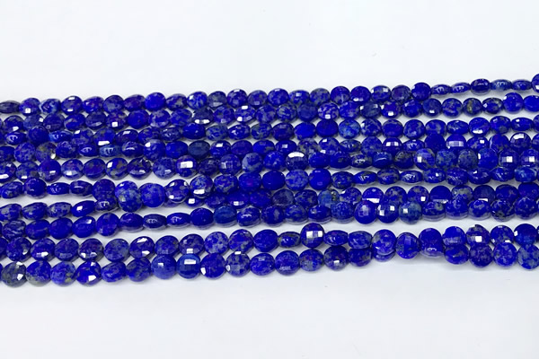 CCB1382 15 inches 4mm faceted coin lapis lazuli beads
