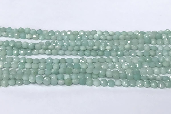 CCB1387 15 inches 4mm faceted coin amazonite beads