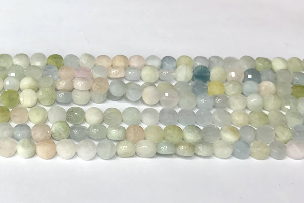 CCB1404 15 inches 6mm faceted coin morganite beads