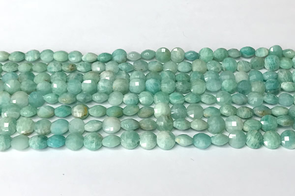 CCB1406 15 inches 6mm faceted coin amazonite beads
