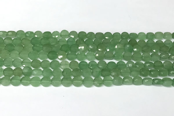 CCB1407 15 inches 6mm faceted coin green aventurine beads