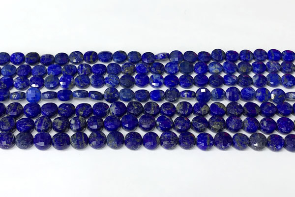 CCB1415 15 inches 6mm faceted coin lapis lazuli beads