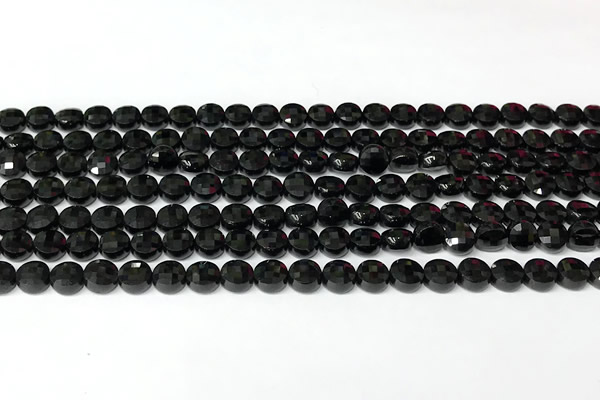 CCB1418 15 inches 6mm faceted coin black spinel beads